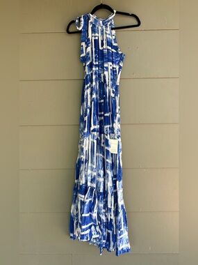 Busayo Yemisi Blue Patterned Maxi Dress